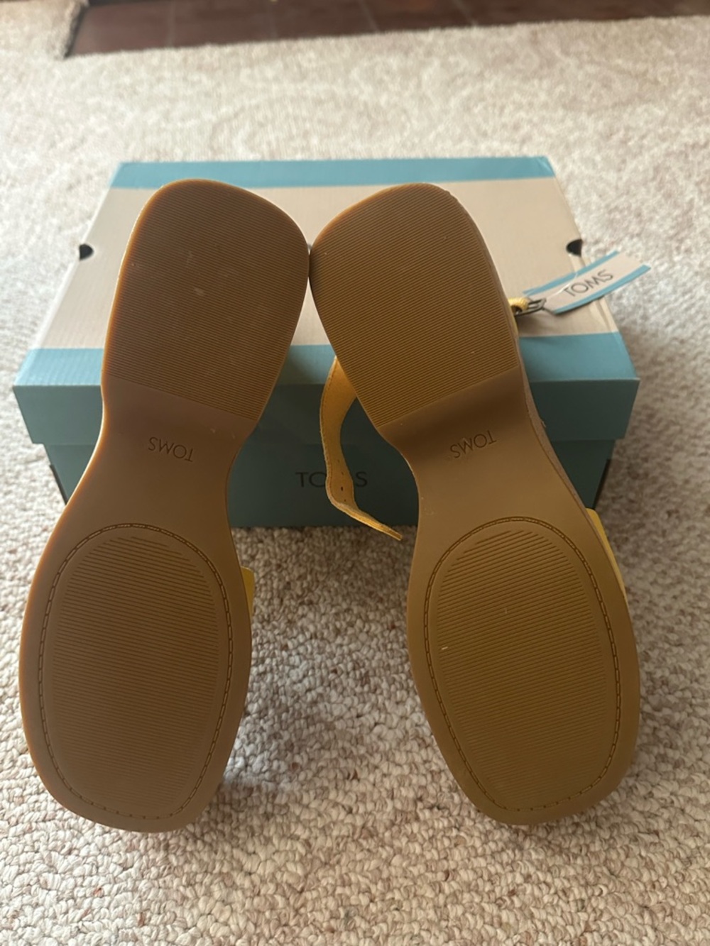 TOMS Yellow Suede Ankle-Strap Platform Sandals - Picture 3 of 4